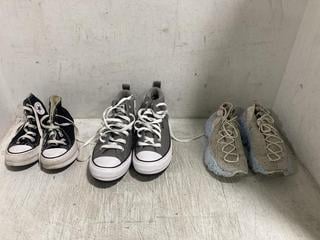 Lot 803  
            Chesterfield SR45 - Parcel Delivery Only 

                
3 X ASSORTED FOOTWEAR TO INCLUDE GREY CONVERSE ALLSTAR MENS SIZE 7/ WOMENS SIZE 6...
