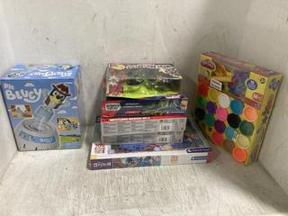 Lot 814  
            Chesterfield SR45 - Parcel Delivery Only 

                
7 X ASSORTED TOYS TO INCLUDE BLUEY POP UP FINE MOTOR GAME (LOCATION: D4)