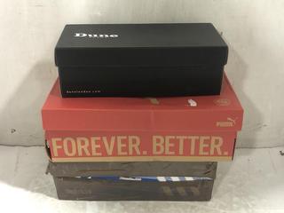 Lot 840  
            Chesterfield SR45 - Parcel Delivery Only 

                
3 X ASSORTED FOOTWEAR TO INCLUDE PUMA SKYROCKET LITE NAVY/WHITE TRAINERS UK SIZE ...