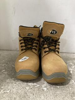Lot 913  
            Chesterfield SR45 - Parcel Delivery Only 

                
V12 FOOTWEAR VR602.01 PUMA IGS HONEY NUBUCK SAFETY BOOTS UK SIZE 8 (LOCATION: D7)
