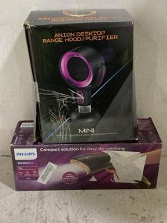 Lot 1068  
            Chesterfield SR44 - Parcel Delivery Only 

                
PHILIPS STEAM AND GO STEAMER TO INCLUDE RANGE HOOD AIR PURIFIER (LOCATION: C8)