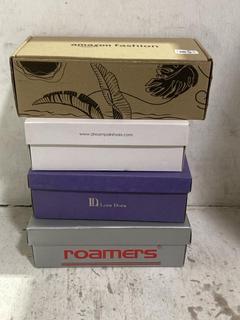 Lot 1071  
            Chesterfield SR44 - Parcel Delivery Only 

                
4 X ASSORTED SHOES TO INCLUDE JO AND JOE BLUE SUEDE TRAINERS SIZE 6 (LOCATION: C8)