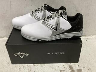 Lot 1086  
            Chesterfield SR44 - Parcel Delivery Only 

                
CALLAWAY CHEV SERIES CHEV COMFORT TRAINERS IN WHITE SIZE 12 UK (LOCATION: B1)