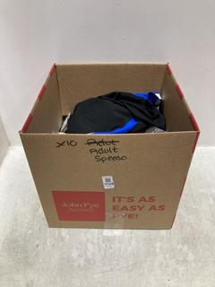 Lot 1124  
            Chesterfield SR44 - Parcel Delivery Only 

                
10 X ASSORTED ADULTS SPEEDOS TO INCLUDE SPEEDO SWIMMING COSTUME IN BLUE/BLACK SIZ...