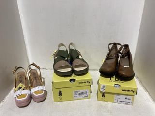 Lot 1144  
            Chesterfield SR44 - Parcel Delivery Only 

                
3 X ASSORTED FLY LONDON SHOES TO INCLUDE FLY RUG HEELED SANDALS IN CAMEL SIZE UK ...