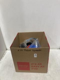 Lot 1154  
            Chesterfield SR44 - Parcel Delivery Only 

                
10 X ASSORTED ADULT SPEEDO SWIMWEAR TO INCLUDE SPEEDO BACKLESS SWIMSUIT IN BLUE- ...