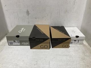 Lot 1214  
            Chesterfield SR44 - Parcel Delivery Only 

                
4 X ASSORTED KIDS SHOES TO INCLUDE CLARKS EVYN TOP BOOTS IN TAN SIZE UK 9 (LOCATI...