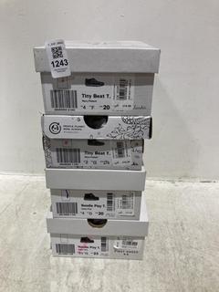 Lot 1243  
            Chesterfield SR44 - Parcel Delivery Only 

                
4 X ASSORTED KIDS SHOES TO INCLUDE CLARKS TINY BEAT SHOES IN NAVY SIZE UK 2 (LOCA...