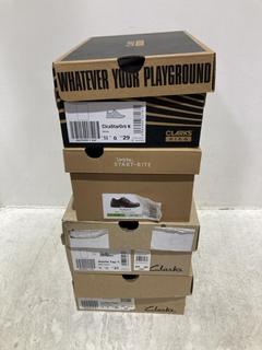 Lot 1261  
            Chesterfield SR44 - Parcel Delivery Only 

                
4 X ASSORTED KIDS SHOES TO INCLUIDE CLARKS AUBRIE TAP SHOES IN BLACK SIZE UK 4 (L...