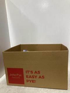 Lot 1278  
            Chesterfield SR44 - Parcel Delivery Only 

                
BOX OF ASSORTED SHOES & CLOTHING TO INCLUDE CLARKS SCAPE SKYY LEATHER SHOES IN BL...