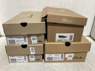 Lot 1282  
            Chesterfield SR44 - Parcel Delivery Only 

                
4 X ASSORTED ADULTS SHOES TO INCLUDE CLARKS SCALA LACEY LEATHER SHOES IN BLACK UK...