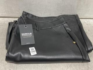 Lot 1292  
            Chesterfield SR44 - Parcel Delivery Only 

                
BARBOUR INTERNATIONAL LEATHER TROUSERS IN BLACK SIZE 18 (LOCATION: B5)