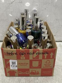 Lot 1318  
            Chesterfield SR44 - Parcel Delivery Only 

                
46 X ASSORTED OPI NAIL VARNISHES TO INCLUDE INFINITE SHINE 2 (LOCATION: B5)