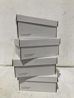 Lot 1376  
            Chesterfield SR44 - Parcel Delivery Only 

                
4 X ASSORTED KIDS SHOES TO INCLUDE CLARKS ROAMER IN GREY/BLUE SIZE UK 3.5 (LOCATI...
