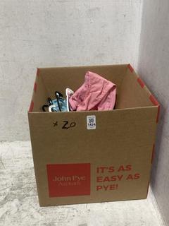 Lot 1424  
            Chesterfield SR44 - Parcel Delivery Only 

                
20 X BOX OF ASSORTED UNDERWEAR ITEMS TO INCLUDE PALE BLUE BRA SIZE 34E (LOCATION:...