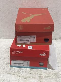 Lot 1456  
            Chesterfield SR44 - Parcel Delivery Only 

                
PUMA SMASH 3.0 IN GREY SUEDE SIZE 43 TO INCLUDE PUMA LITE 3 TRAINERS IN BLACK SIZ...