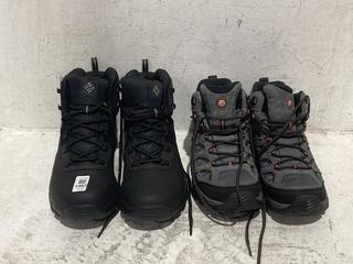 Lot 1467  
            Chesterfield SR44 - Parcel Delivery Only 

                
COLUMBIA WALKING BOOTS IN BROWN SIZE 11 UK TO INCLUDE MERRELL WALKING BOOTS IN GR...
