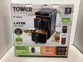 Lot 1581  
            Chesterfield SR44 - Parcel Delivery Only 

                
TOWER VORTEX 11L DUAL LAYER AIR FRYER - ORIGINAL RRP £129 (LOCATION: A5 )