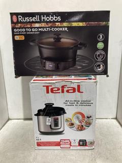 Lot 1582  
            Chesterfield SR44 - Parcel Delivery Only 

                
TEFAL 6L 25-PROGRAMME COOKER TO INCLUDE RUSSELL HOBBS GOOD-TO-GO MULTI-COOKER (LO...