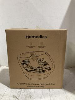 Lot 1693  
            Chesterfield SR44 - Parcel Delivery Only 

                
HOMEDICS GENTLY SOOTHE OVERWORKED FEET BUBBLEMATE FOOT SPA (LOCATION: A9)