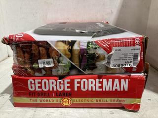 Lot 1694  
            Chesterfield SR44 - Parcel Delivery Only 

                
2 X GEORGE FOREMAN LARGE FIT GRILLS (LOCATION: A9)