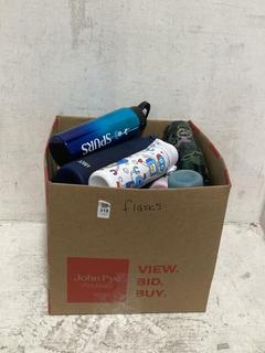 Lot 318  
            Chesterfield SR44 - Parcel Delivery Only 

                
BOX OF ASSORTED BOTTLES TO INCLUDE MERMAID BLUE WATER BOTTLE (LOCATION: F8)