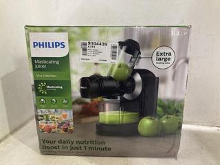 Lot 817  
            Chesterfield SR44 - Parcel Delivery Only 

                
PHILIPS HR1889 MASTICATING JUICER - ORIGINAL RRP £149 (LOCATION: D7)