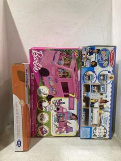 Lot 933  
            Chesterfield SR44 - Parcel Delivery Only 

                
3 X ASSORTED KIDS TOYS TO INCLUDE BARBIE DREAM CAMPER (LOCATION: C3)