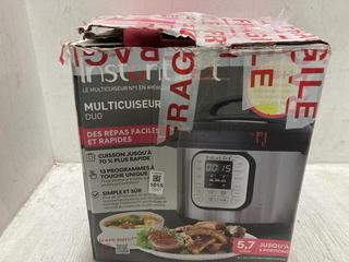 Lot 1015  
            Chesterfield SR47 - Parcel Delivery Only 

                
INSTANT POT 5.7L MULTI USE PRESSURE COOKER (LOCATION: D5)