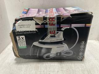 Lot 1016  
            Chesterfield SR47 - Parcel Delivery Only 

                
RUSSELL HOBBS STEAM POWER STEAM GENERATOR IRON (LOCATION: D5)