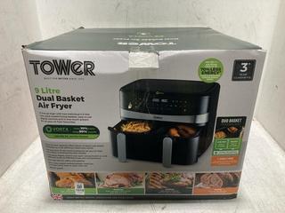 Lot 1018  
            Chesterfield SR47 - Parcel Delivery Only 

                
TOWER 9L DUAL BASKET AIR FRYER (LOCATION: D5)