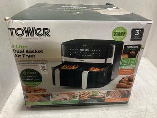 Lot 1019  
            Chesterfield SR47 - Parcel Delivery Only 

                
TOWER 9L DUAL BASKET AIR FRYER (LOCATION: D5)