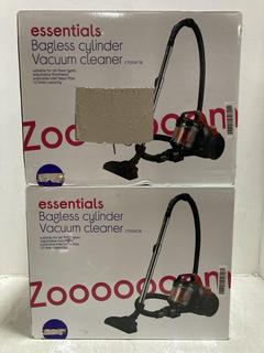Lot 1073  
            Chesterfield SR47 - Parcel Delivery Only 

                
2 X ESSENTIALS BAGLESS CYLINDER VACUUM CLEANER (LOCATION: D7)