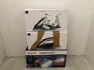 Lot 1161  
            Chesterfield SR47 - Parcel Delivery Only 

                
3 X ASSORTED APPLIANCES TO INCLUDE TEFAL ULTRAGUIDE ANTI-CALC PLUS STEAM IRON. (L...