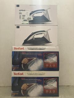 Lot 1163  
            Chesterfield SR47 - Parcel Delivery Only 

                
4 X ASSORTED APPLIANCES TO INCLUDE TEFAL ULTRAGLIDE ANTI-CALC PLUS STEAM IRON. (L...