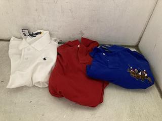 Lot 225  
            Chesterfield SR47 - Parcel Delivery Only 

                
3 X ASSORTED ADULT RALPH LAUREN POLO SHIRTS TO INCLUDE SHORT SLEEVED POLO SHIRT I...