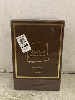 Lot 238  
            Chesterfield SR47 - Parcel Delivery Only 

                
LATTAFA KHAMRAH 100ML EAU DE PARFUM (LOCATION: A9)