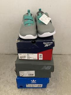 Lot 264  
            Chesterfield SR47 - Parcel Delivery Only 

                
4 X ASSORTED ADULTS BRANDED FOOTWEAR TO INCLUDE ADIDAS SL 72 TRAINERS IN MAROON S...