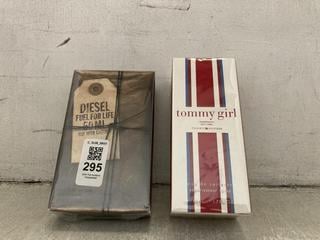 Lot 295  
            Chesterfield SR47 - Parcel Delivery Only 

                
DIESEL FUEL FOR LIFE EAU DE TOILETTE 50ML TO INCLUDE TOMMY GIRL EAU DE TOILETTE 5...