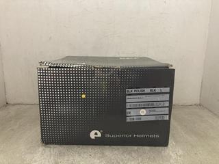 Lot 299  
            Chesterfield SR47 - Parcel Delivery Only 

                
KEP ITALIA BLACK POLISH HELMET SIZE LARGE. (LOCATION: A11)