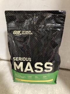 Lot 350  
            Chesterfield SR47 - Parcel Delivery Only 

                
OPTIMUM NUTRITION SERIOUS MASS BANANA FLAVOUR 50G PROTEIN POWDER 5.45KG - BBE 08/...