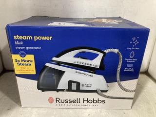 Lot 360  
            Chesterfield SR47 - Parcel Delivery Only 

                
RUSSELL HOBBS STEAM POWER STEAM GENERATOR IRON (LOCATION: B1)