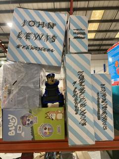 Lot 406  
            Chesterfield SR47 - Parcel Delivery Only 

                
7 X ASSORTED CHILDRENS TOYS TO INCLUDE BLUEY WOODEN ICE CREAM STAND (3546104) (LO...