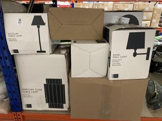 Lot 427  
            Chesterfield SR47 - Parcel Delivery Only 

                
7 X ASSORTED JOHN LEWIS LIGHTING ITEMS TO INCLUDE ANSEL WALL LIGHT (3414000) (LOC...