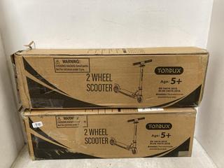 Lot 451  
            Chesterfield SR47 - Parcel Delivery Only 

                
2 X TONBLIX 2 WHEEL SCOOTER. (LOCATION: B5)