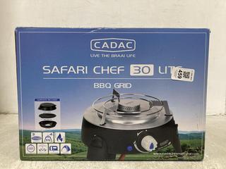 Lot 459  
            Chesterfield SR47 - Parcel Delivery Only 

                
CADAC SAFARI CHEF 30L BBQ GRID. (LOCATION: B5)