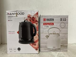 Lot 465  
            Chesterfield SR47 - Parcel Delivery Only 

                
HADEN 1.7L HERITAGE KETTLE TO INCLUDE KENWOOD DAWN COLLECTION KETTLE. (LOCATION: B5)