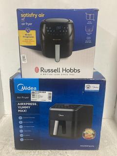 Lot 557  
            Chesterfield SR47 - Parcel Delivery Only 
                
MIDEA AIRXPRESS YUMMY MAX AIR FRYER TO INCLUDE RUSSELL HOBBS SATISFRY AIR 4L AIR ...
