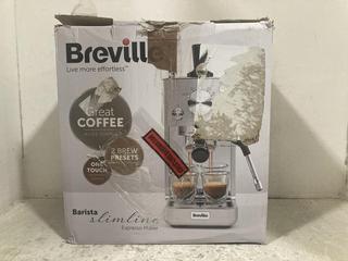 Lot 563  
            Chesterfield SR47 - Parcel Delivery Only 
                
BREVILLE BARISTA SLIMLINE ESPRESSO MAKER. (LOCATION: B8)