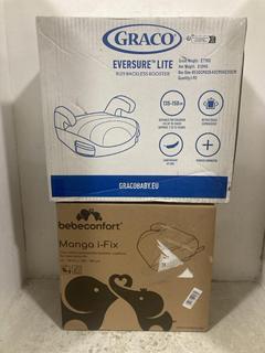 Lot 578  
            Chesterfield SR47 - Parcel Delivery Only 
                
BEBECOMFORT MANAGA I-FIX 128-150CM TO INCLUDE GRACO EVERSURE LITE R129 BACKLESS B...